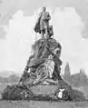 Adolf Lehnert's statue of Bismarck with Reichshund, Johannapark, Leipzig (1897 engraving)
