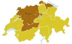 Map of the modern diocese of Basel within Switzerland