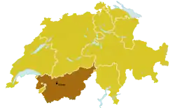 Map of the modern diocese of Sion within Switzerland