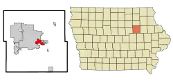 Location of Evansdale, Iowa