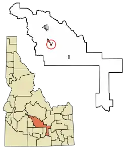 Location of Bellevue in Blaine County, Idaho.
