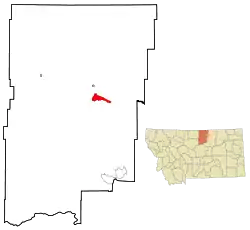 Location of Fort Belknap Agency, Montana