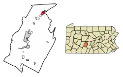 Location of Tyrone in Blair County, Pennsylvania.