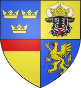 This the coat of arm of Albert of Sweden. He was the King of Sweden from 1364, and in 1384 he inherited the ducal title of Mecklenburg and united the two countries in a personal union.
