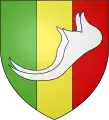 The arms of Poulaines, a French village named for the long-toed medieval shoe