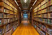 Bookcases in a library