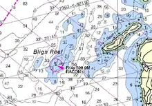 Map excerpt showing Bligh Reef.