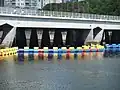 Marine Police set up a block in Shing Mun River Channel under the Banyan Bridge during the 2008 Summer Olympics.