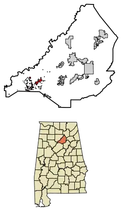 Location of Hayden in Blount County, Alabama.