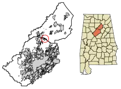 Location of County Line in Blount County and Jefferson County, Alabama.