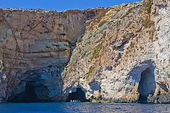 A tourist boat at the Blue Grotto.