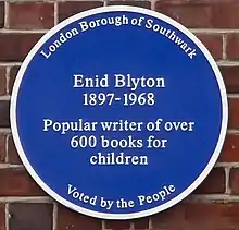 Enid Blyton blue plaque, 352 Lordship Lane