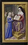St Anne teaching Mary the Scriptures, f. 197v