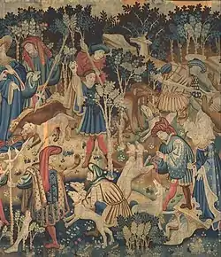 Devonshire Hunting Tapestries, Detail of the Boar and Bear Hunt, Netherlands, mid-15th century