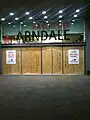 Damaged entrance to Manchester Arndale Centre