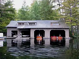 Boathouse at Camp Wild Air, Upper St. Regis Lake, United States