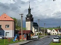 Centre of Bobrůvka with the Church of Saint Bartholomew