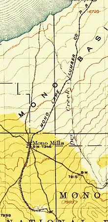 Mono Mills termination point in 1914