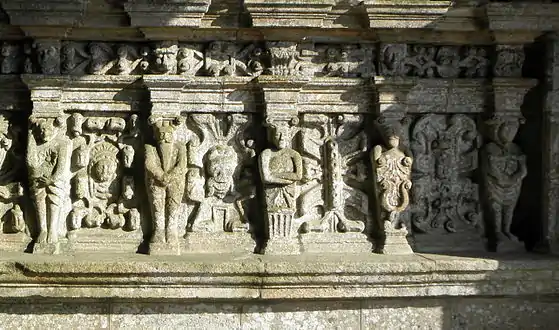 Part of the ornate frieze under the statues of the apostles in the south porch interior