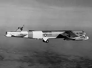 The test of B-52H 61-0023 demonstrated the loss of vertical stabilizer in strong winds.