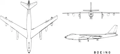 3-view line drawing of the Boeing B-56A Stratojet