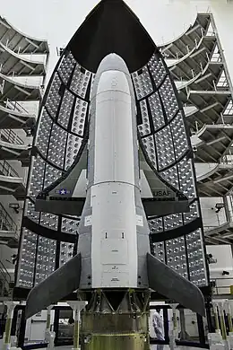 Boeing X-37B inside of Atlas V fairing before encapsulation