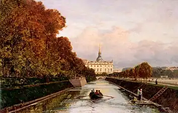 View to Saint Michael's Castle in Petersburg from Lebiazhy Canal, 1880s