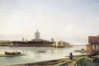 Smolny as seen from Okhta, 1870s