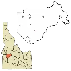 Location of Idaho City in Boise County, Idaho.