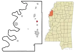 Location of Mound Bayou in Mississippi