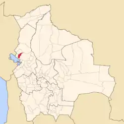 Location of Muñecas Province within Bolivia