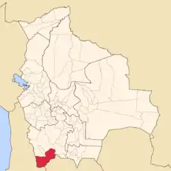 Location of the Sud Lípez Province within Bolivia