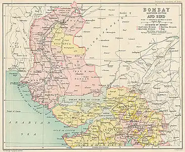 The Bombay Presidency in 1909, northern portion