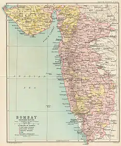 The Bombay Presidency in 1909, southern portion