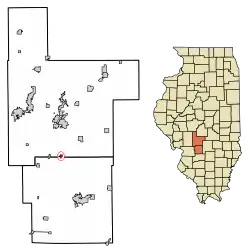 Location in Montgomery and Bond counties, Illinois