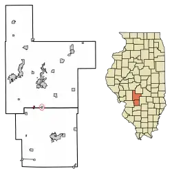 Location in Bond and Montgomery counties, Illinois