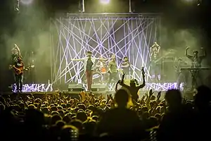 Bongo Botrako performing at Viña Rock Festival in Spain in May 2014. From left to right: Oscar Gómez, Nacho Pascual, Uri Giné, Gorka Robert, Xavi Barrero, David Garcia and Xavi Vallverdú.