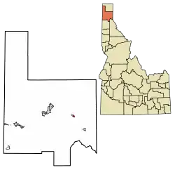 Location of East Hope in Bonner County, Idaho.