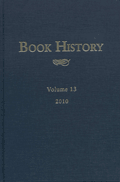 Cover of "Book History" volume 13 (2010)