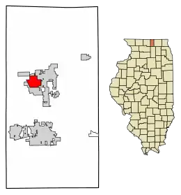 Location of Candlewick Lake in Boone County, Illinois.