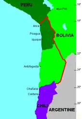 Image 6Map showing changes of territory due to the War of the Pacific (from History of Chile)