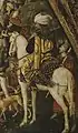 A man on horseback, probably Cem, by The Borgia Apartments, by Pinturicchio