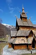 Picture of Borgund Church with visible daylighting windows