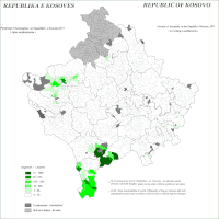 Distribution of Bosniaks in Kosovo 2011 by settlements.