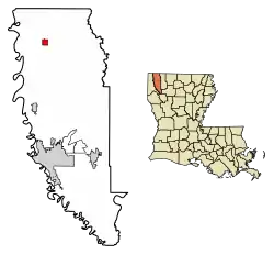 Location of Plain Dealing in Bossier Parish, Louisiana.