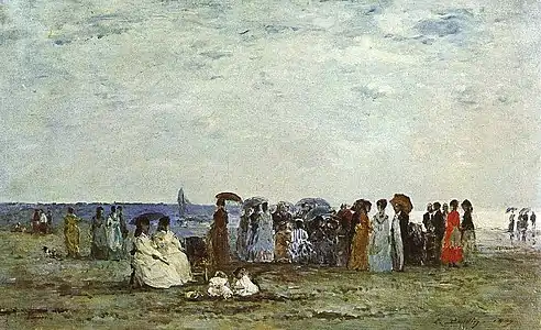 Eugène Boudin, Bathers on the Beach at Trouville, 1869