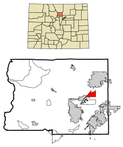 Location of the Niwot CDP in Boulder County, Colorado