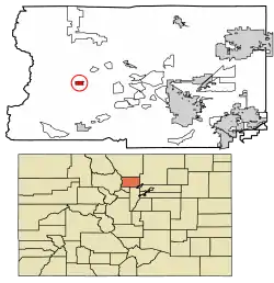 Location of Ward in Boulder County, Colorado.