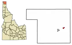 Location of Moyie Springs in Boundary County, Idaho.