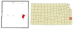 Location within Bourbon County and Kansas